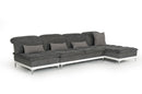 David Ferrari Horizon - Modern Grey Fabric + White Leather U Shaped Sectional Sofa