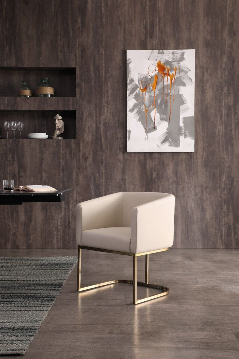 Modrest Yukon - Modern Beige Bonded and Antique Brass Dining Chair