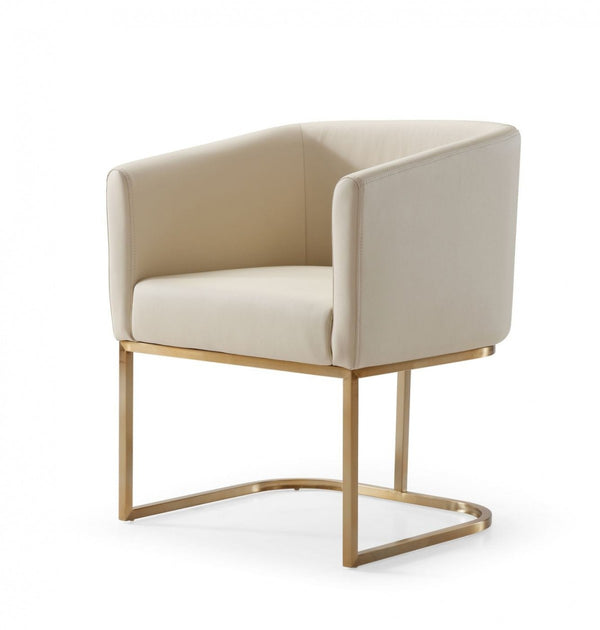 Modrest Yukon - Modern Beige Bonded and Antique Brass Dining Chair