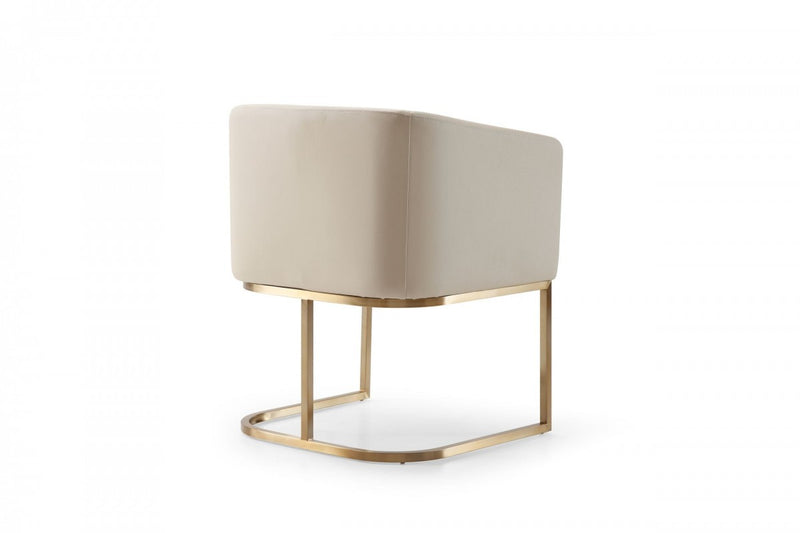 Modrest Yukon - Modern Beige Bonded and Antique Brass Dining Chair