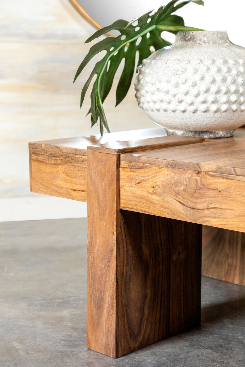 Skeet Wooden Square Coffee Table Natural Sheesham