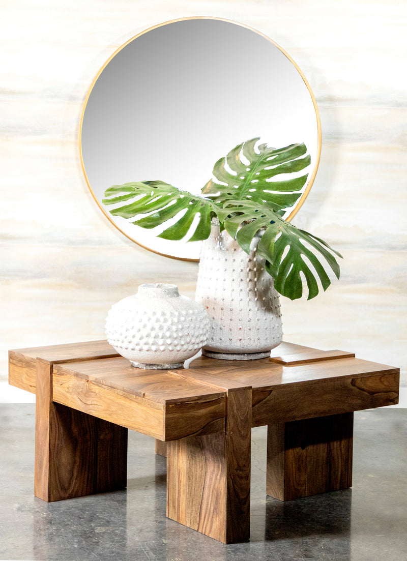 Skeet Wooden Square Coffee Table Natural Sheesham