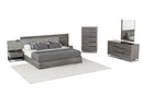 Nova Domus Enzo Italian Modern Grey Oak & Fabric Bed w/ Nightstands