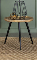 Zoe Round End Table With Trio Legs Natural And Black