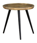 Zoe Round End Table With Trio Legs Natural And Black