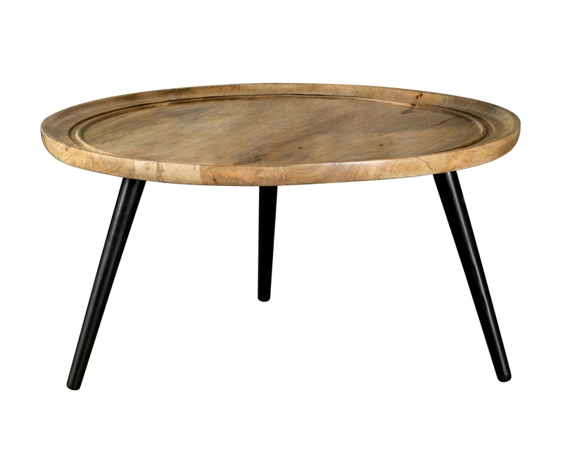 Zoe Round Coffee Table With Trio Legs Natural And Black