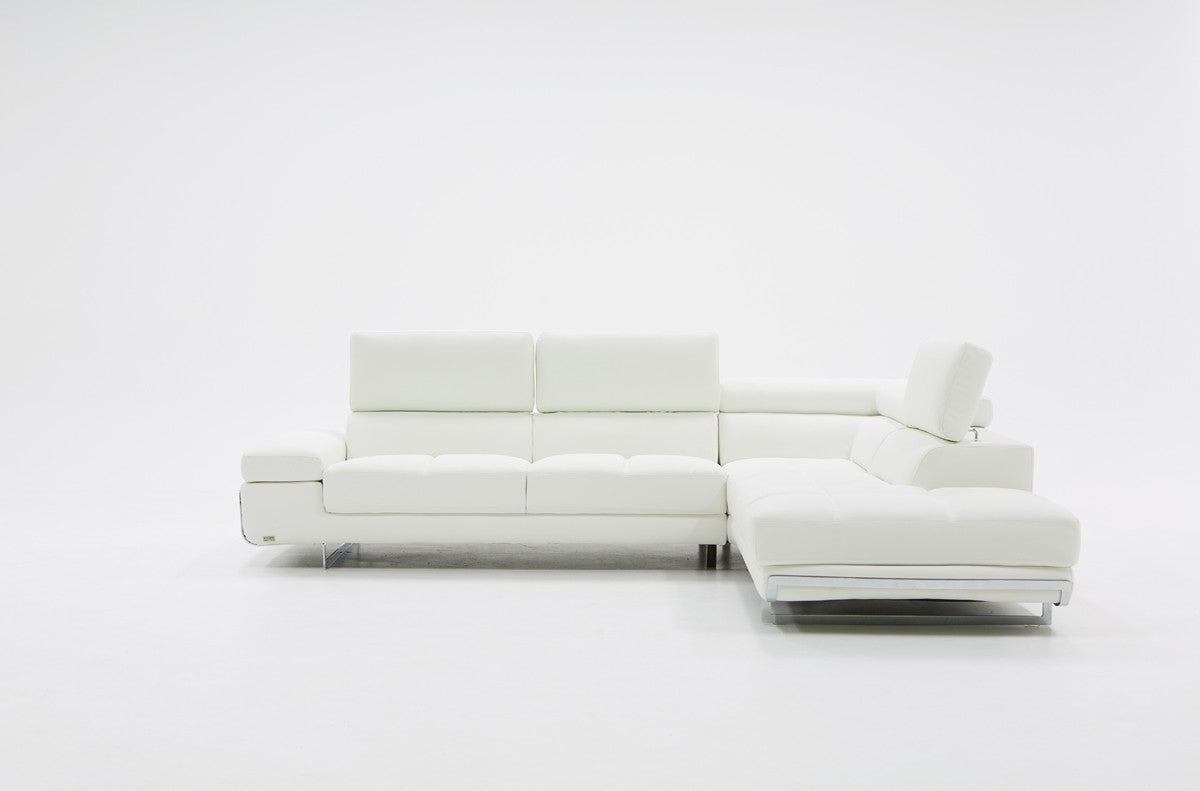 Divani Casa Myst Mini - Modern White Eco-Leather Right Facing Sectional Sofa