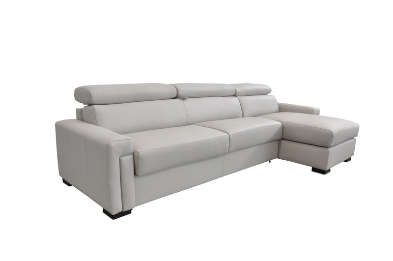 Estro Salotti Sacha - Modern Leather Reversible Sectional Sofa Bed with Storage