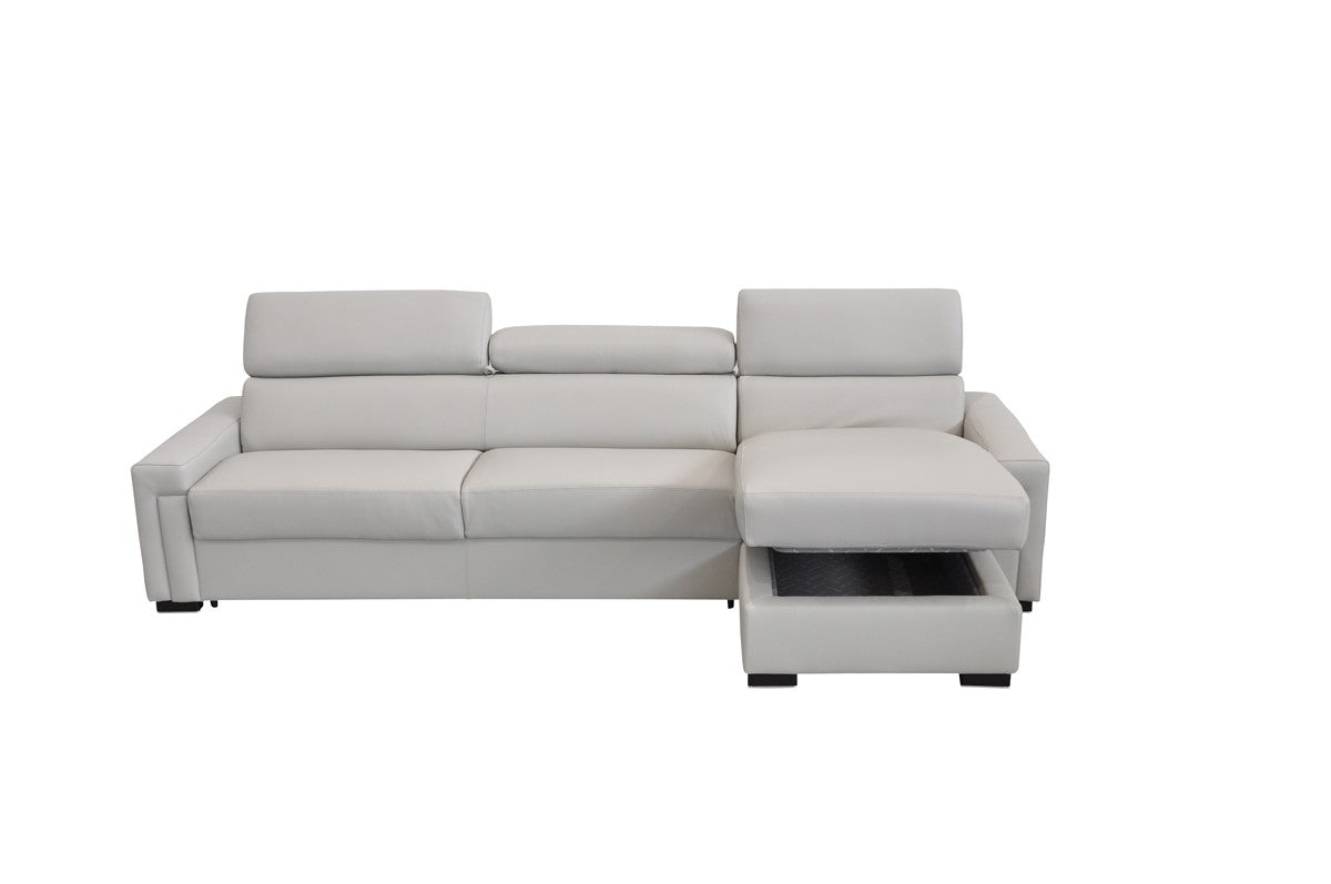 Estro Salotti Sacha - Modern Leather Reversible Sectional Sofa Bed with Storage