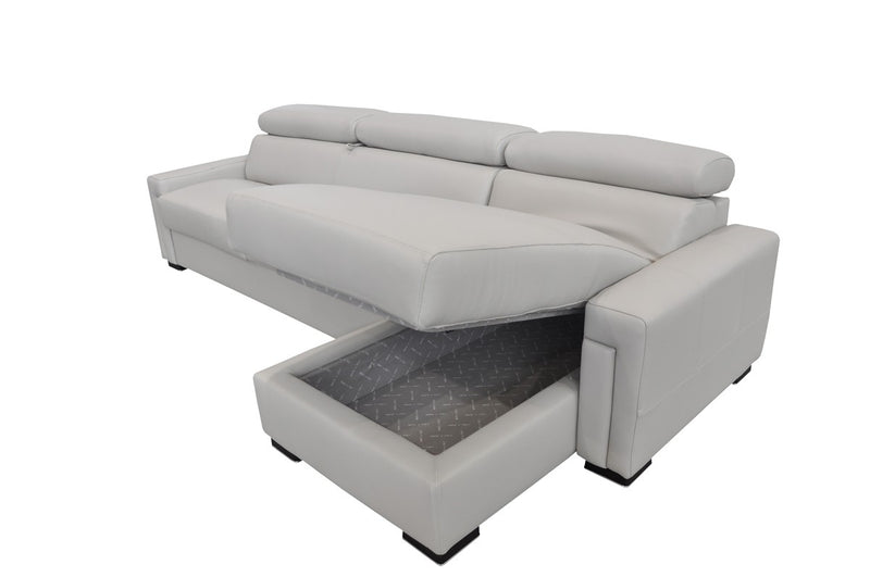 Estro Salotti Sacha - Modern Leather Reversible Sectional Sofa Bed with Storage