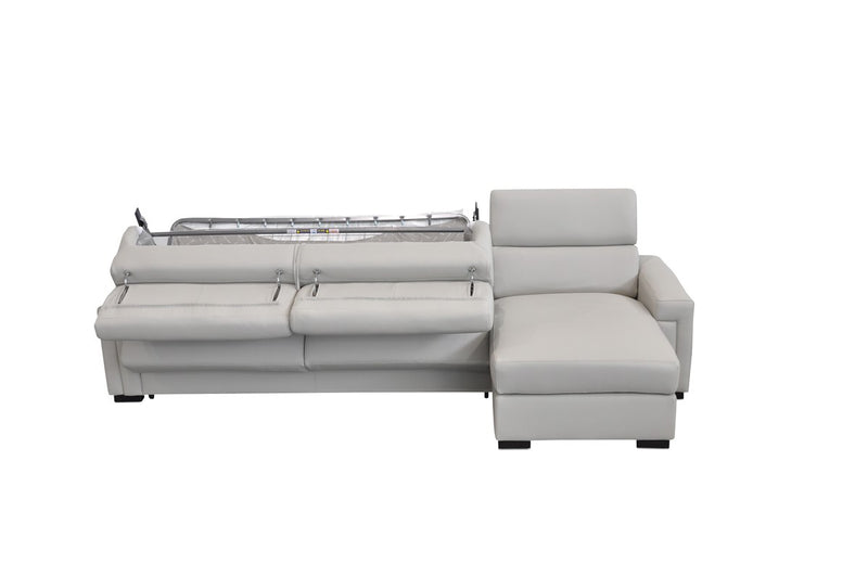 Estro Salotti Sacha - Modern Leather Reversible Sectional Sofa Bed with Storage