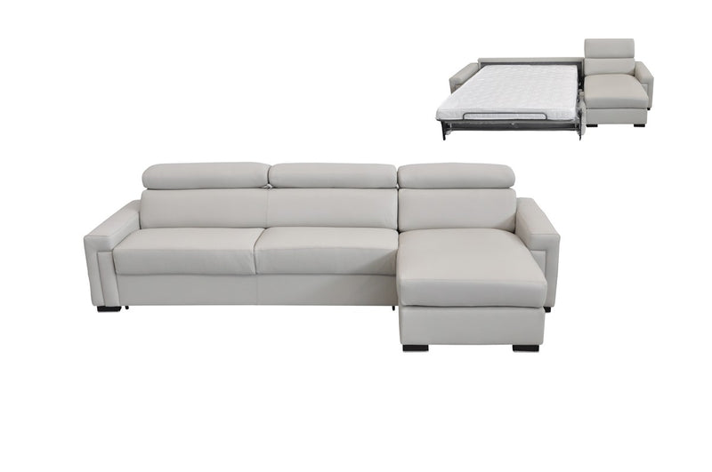 Estro Salotti Sacha - Modern Leather Reversible Sectional Sofa Bed with Storage