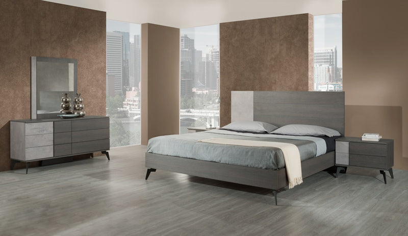 Nova Domus Palermo Italian Modern Faux Concrete & Grey Bedroom Set