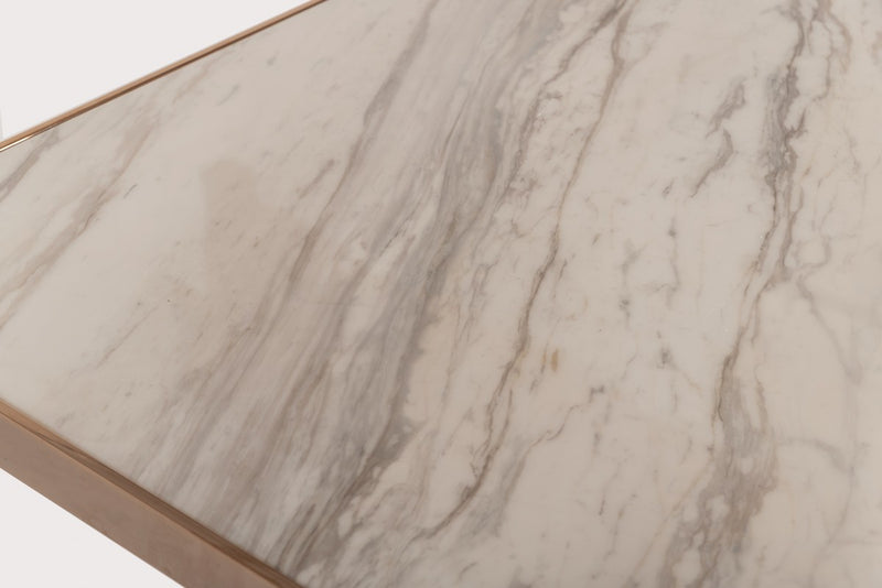 Modrest Marston Modern White Marble & Rosegold Dining Table