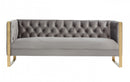 Divani Casa Carlos Modern Grey Velvet & Gold Sofa