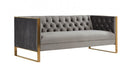 Divani Casa Carlos Modern Grey Velvet & Gold Sofa