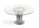Modrest Paxton - Modern Round Glass & Stainless Steel Dining Table