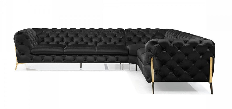 Divani Casa Sheila - Modern Black Velvet Sectional Sofa