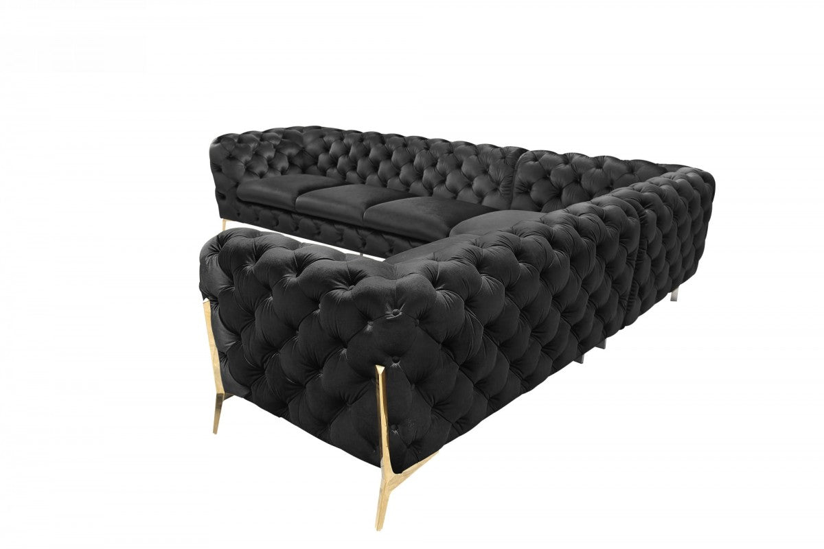 Divani Casa Sheila - Modern Black Velvet Sectional Sofa