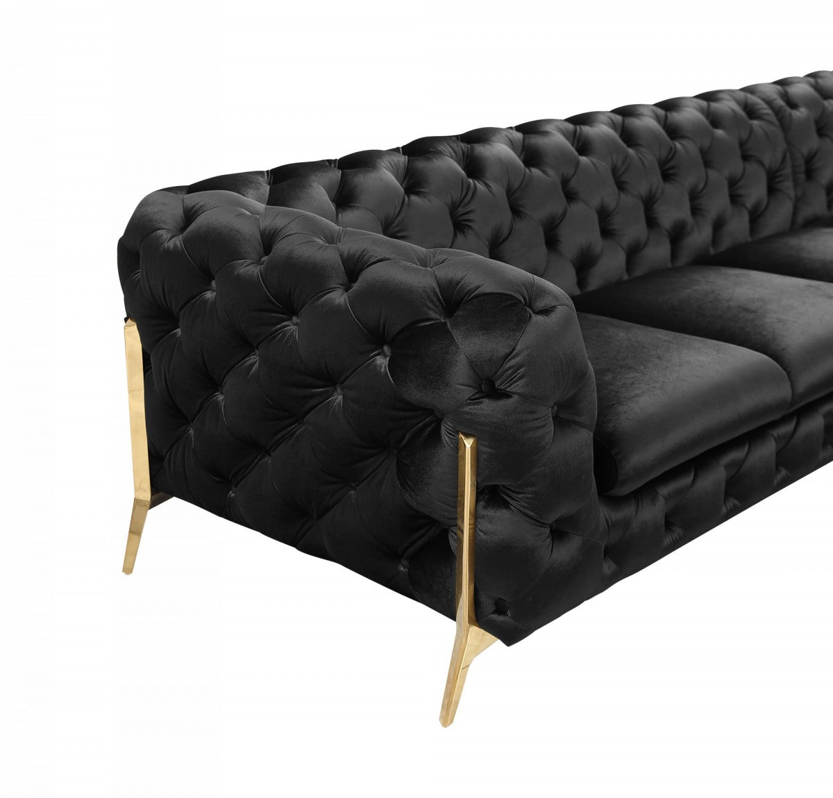 Divani Casa Sheila - Modern Black Velvet Sectional Sofa
