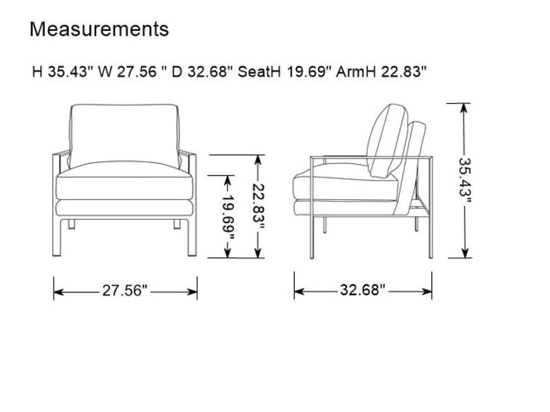 Divani Casa Bayside - Modern Grey Fabric Accent Chair