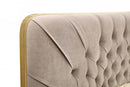 Modrest Moontide - Eastern King Glam Beige Velvet and Brushed Brass Bed