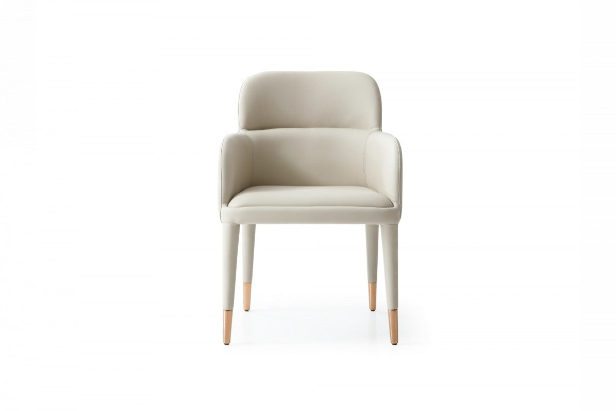 Modrest Cortina - Modern Beige Eco-Leather Dining Arm Chair