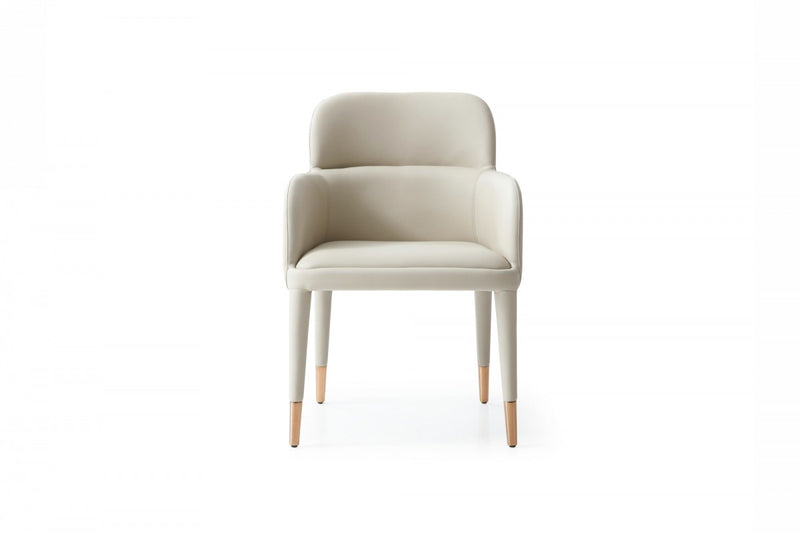 Modrest Cortina - Modern Beige Eco-Leather Dining Arm Chair