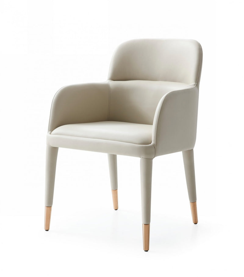 Modrest Cortina - Modern Beige Eco-Leather Dining Arm Chair