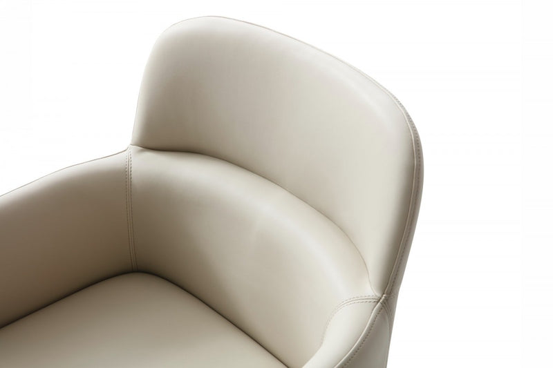 Modrest Cortina - Modern Beige Eco-Leather Dining Arm Chair