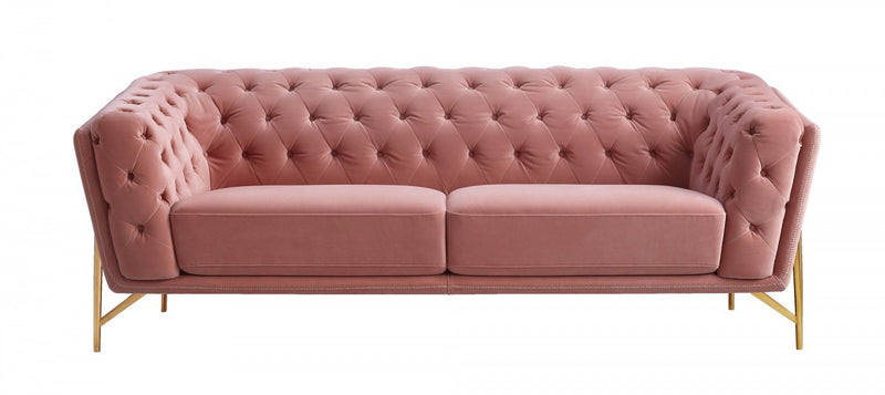 Divani Casa Aiken - Modern Salmon Velvet Sofa