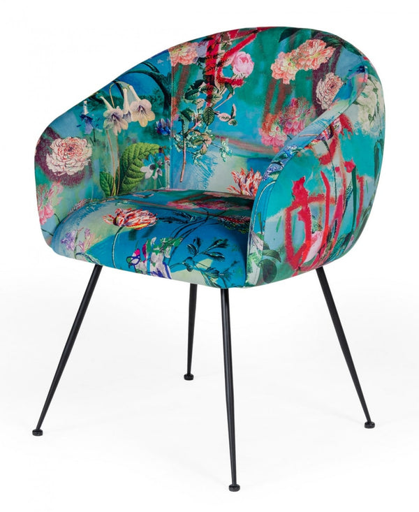 Modrest Roxann - Contemporary Floral Velvet Dining Chair