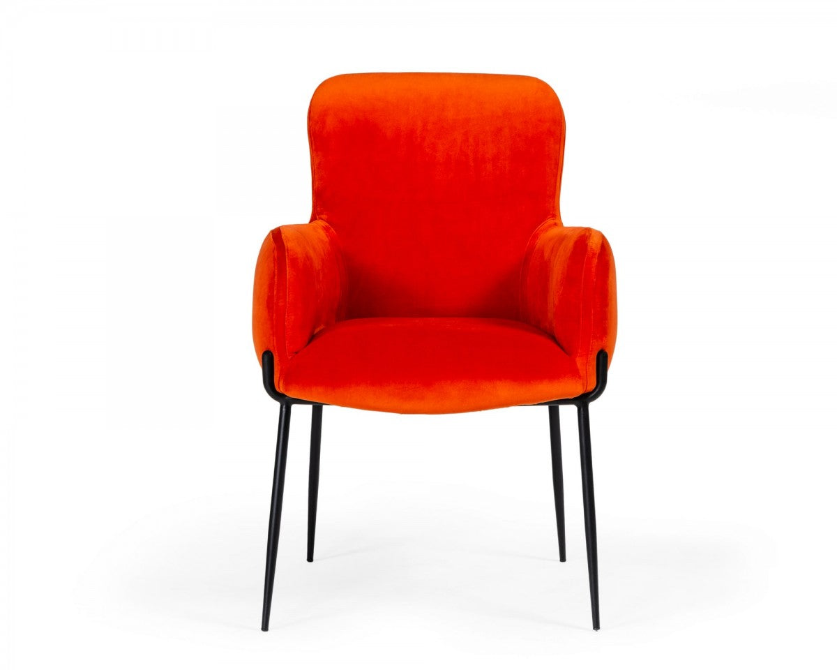 Modrest Frisco - Mid-Century Orange Velvet dining Chair