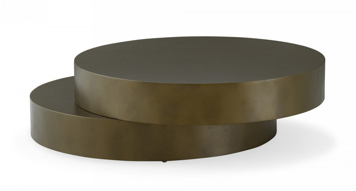 Modrest Grayson - Glam Brushed Bronze Metallic Coffee Table  by Hollywood Glam