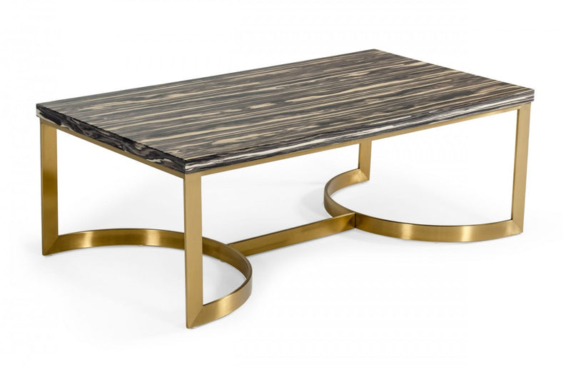 Modrest Greely - Glam Black and Gold Marble Coffee Table  by Hollywood Glam