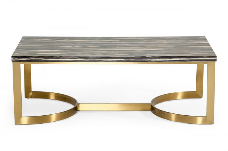 Modrest Greely - Glam Black and Gold Marble Coffee Table  by Hollywood Glam