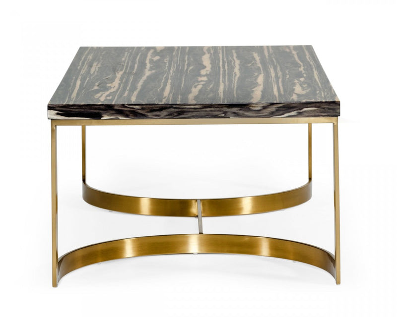Modrest Greely - Glam Black and Gold Marble Coffee Table  by Hollywood Glam