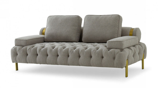 Divani Casa Ladera - Glam Grey and Gold Fabric Loveseat