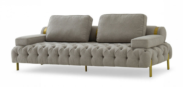 Divani Casa Ladera - Glam Grey and Gold Fabric Sofa