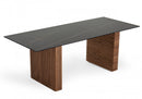 Modrest Maggie - Modern Walnut and Black Ceramic Top Dining Table