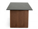 Modrest Maggie - Modern Walnut and Black Ceramic Top Dining Table