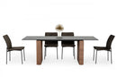 Modrest Maggie - Modern Walnut and Black Ceramic Top Dining Table