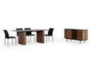 Modrest Maggie - Modern Walnut and Black Ceramic Top Dining Table