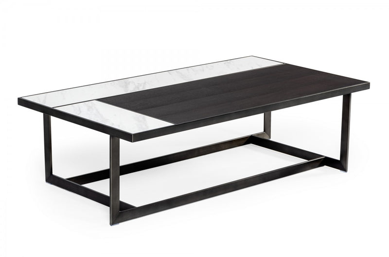 Modrest Fargo - Modern Ceramic & Grey Walnut Coffee Table  by Hollywood Glam