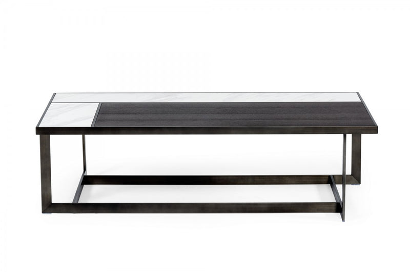 Modrest Fargo - Modern Ceramic & Grey Walnut Coffee Table  by Hollywood Glam