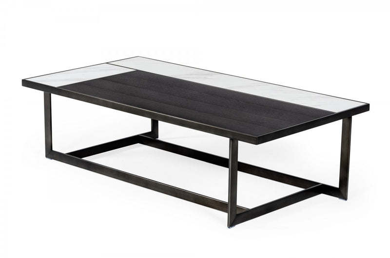 Modrest Fargo - Modern Ceramic & Grey Walnut Coffee Table  by Hollywood Glam