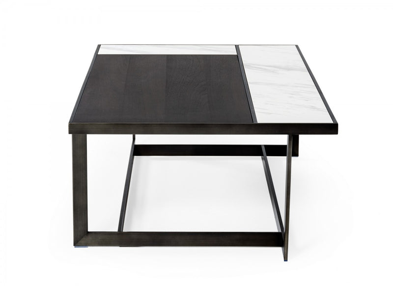 Modrest Fargo - Modern Ceramic & Grey Walnut Coffee Table  by Hollywood Glam