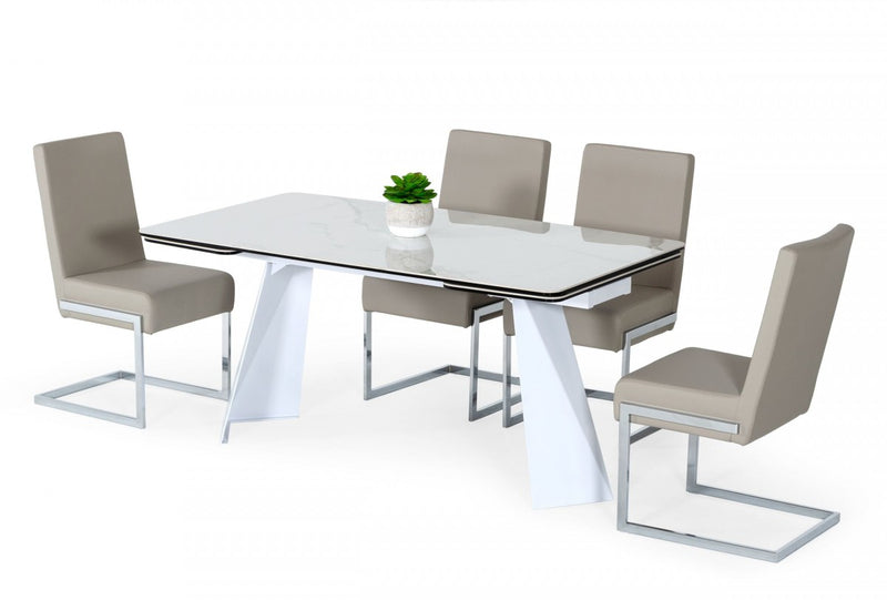 Modrest Encanto - Modern White Ceramic Dining Table