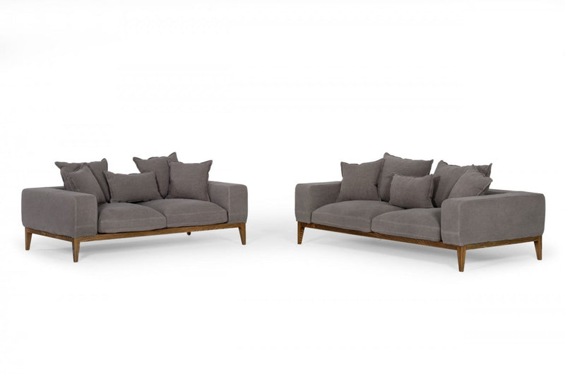 Divani Casa Corina - Modern Grey Linen Loveseat