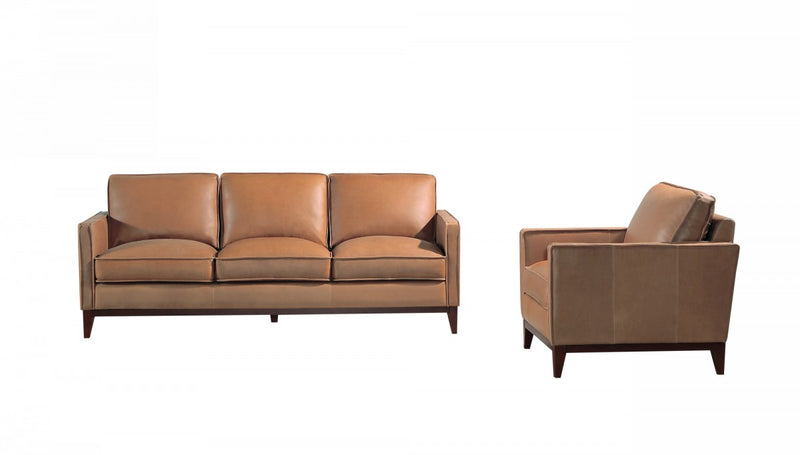 Divani Casa Naylor - Modern Brown Italian Leather Split Sofa